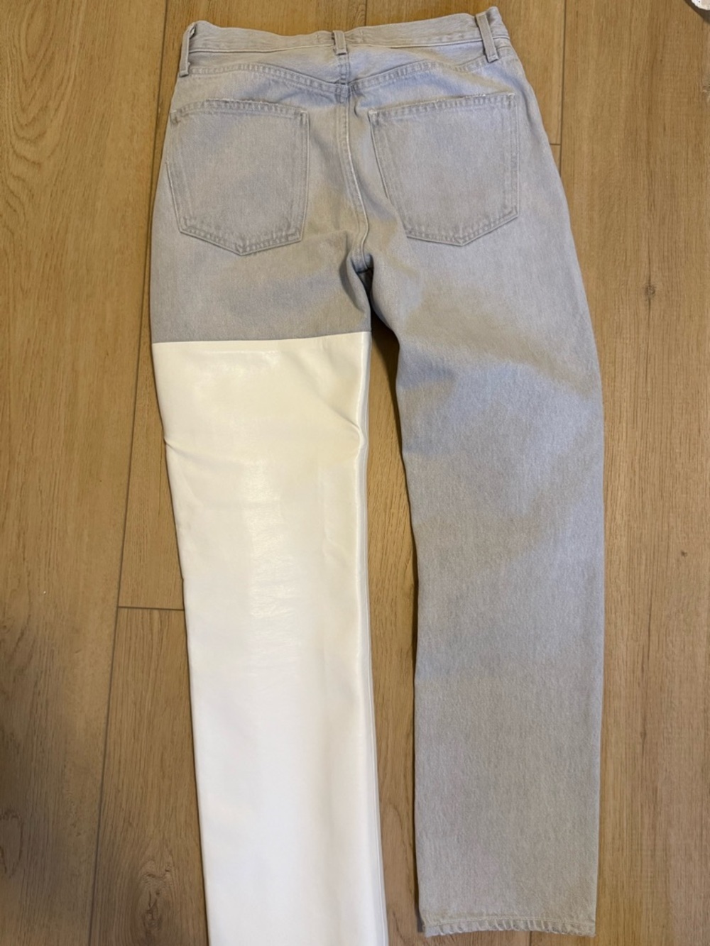 Agolde Two-Tone Straight Leg Jeans - Light Gray & White - Picture 4 of 4